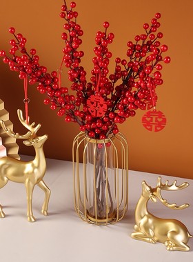 创意新年鹿摆件客k厅电视柜新房发财果花瓶家居装饰品乔迁新居礼