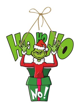 圣诞节 格林奇系列墙面大门装饰品挂牌 L圣诞树挂件节日场景布置