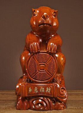 花梨木雕兔子摆件实木动物十二生肖兔家居客厅装饰送礼红木工艺品