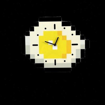 卡通像素煎蛋钟表客厅餐厅创意装饰时钟静音免打孔家用儿童房挂钟,淘宝优惠券,粉丝福利购,淘宝优惠卷