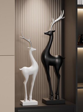 招财鹿进门玄关装饰摆件轻奢高档简E约现代客厅工艺品乔迁新居礼