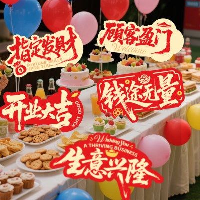 开业典礼手举牌新店开张庆典启动拍照道具国潮书法开工活动KT板,淘宝优惠券,粉丝福利购,淘宝优惠卷