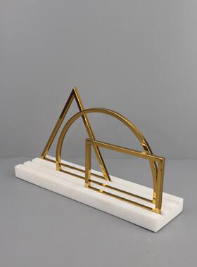 现代简约大理石金属几何立体摆件客厅卧室玄关酒店电视柜家居饰品