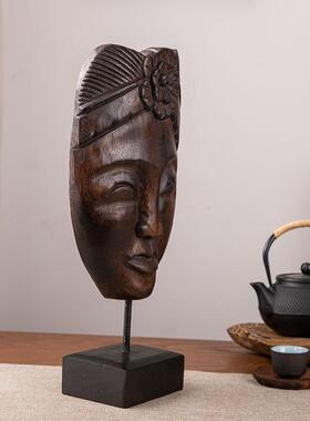 原始神秘做旧风面具桌面艺术摆件手工创意装饰摆件
