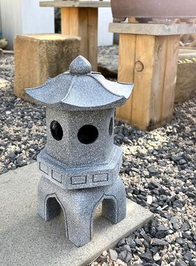 小号六角太阳能宫灯花园别墅庭院装饰品树脂工艺品摆件日式复古