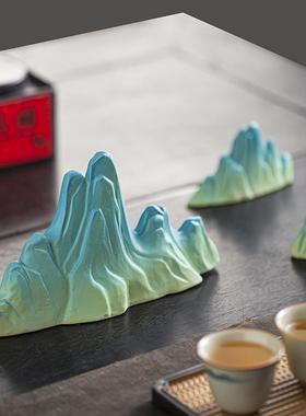 千里江山陶瓷小假山摆件禅意客厅玄关微景观鱼缸造景茶桌摆设