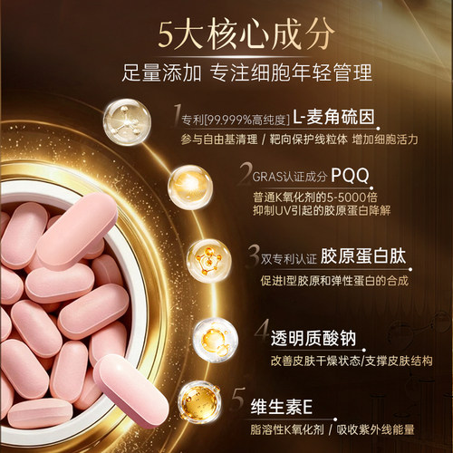 香港进口澳美制药GREENEVERS99.999%麦角硫因ge5K瓶PQQ五合一60片 - 图1