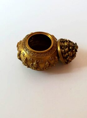 家居工艺品 饰品 黄铜五路财神聚宝盆 摆件 香炉摆件带钻6寸