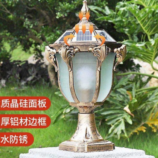 太阳能门柱灯户外防水别墅庭院护栏灯花园围墙柱头灯复古阳台灯 - 图2