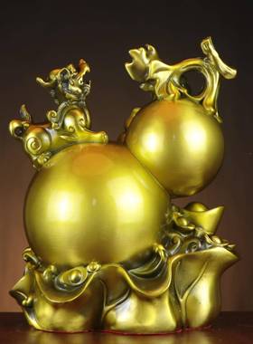 黄铜福禄兽铜黄铜葫芦葫CBD芦貔貅家居店铺摆件禄寿福财字貔貅