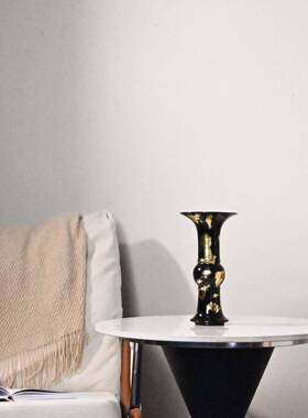 处轻器奢极简新中式现瓶代金箔花树脂插GT-B051花花样板间售楼软