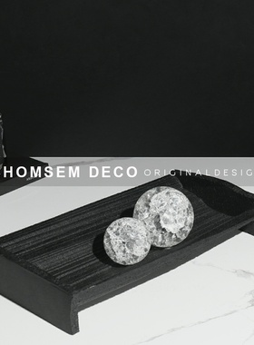 现代轻奢黑色托盘样板房间衣帽间软装饰品家居客R厅电视柜餐桌摆