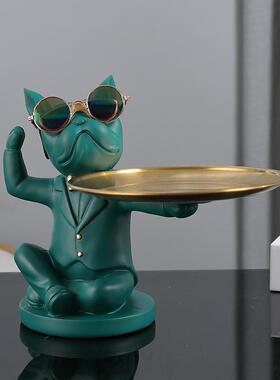 法斗犬件关柜490钥匙收纳托盘客厅进门家居吧玄台装饰摆品电放视