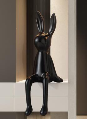 创长耳兔子坐姿摆件客厅玄关电ZYB视柜意壁龛装样板房高家居级感