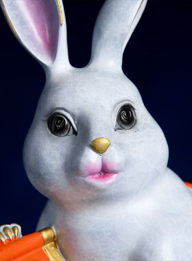 铜兔子摆件全铜十二生肖兔家居客厅酒H柜电视柜玄关可爱兔子装饰