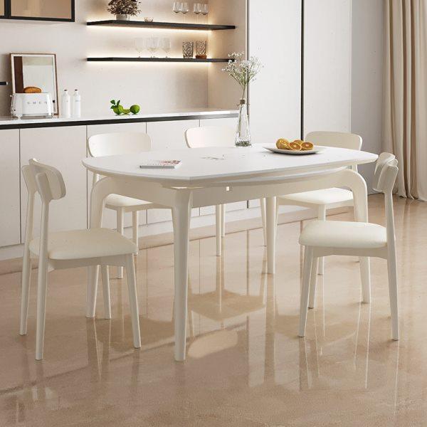 奶油风餐桌带暖菜多功能电磁炉岩板现代简约小户型家用可伸缩饭桌,淘宝优惠券,粉丝福利购,淘宝优惠卷