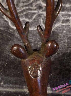 纯铜手工仿古实心紫铜茶宠小物件 小鹿壶挑 梅花鹿 茶道小摆件