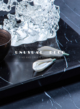 新中式现代陶瓷茉莉玉兰花朵摆件卧室床头柜书房桌面样Y板间鼎摆