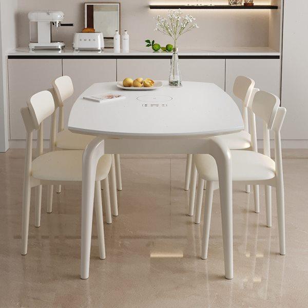 奶油风餐桌带暖菜多功能电磁炉岩板现代简约小户型家用可伸缩饭桌,淘宝优惠券,粉丝福利购,淘宝优惠卷