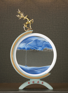 轻奢高档流沙画沙漏摆件s鹿办公室客厅电视柜家居装饰生日乔迁礼