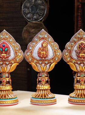 复古树脂七政宝摆件藏式民族风桌面供奉镶嵌彩珠精细雕刻七政宝