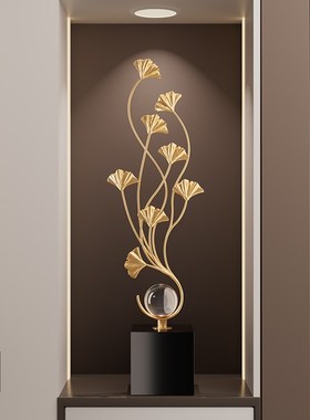 银杏叶入户玄关装饰摆件轻t奢高档客厅电视柜壁龛搬家乔迁新居礼