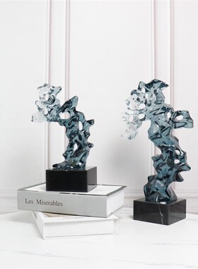 新中式创意透明太k湖石雕塑摆件样板间售楼处家具客厅书房样板间