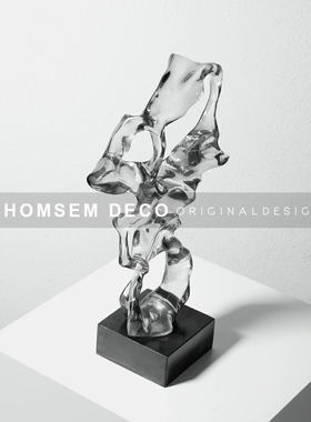 入门玄关摆台f透明艺术风高级感摆件售楼处大堂客厅书房现代软装