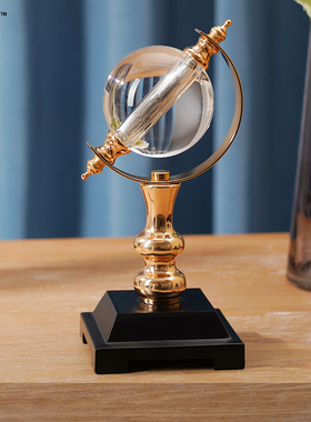 轻奢水晶地球仪摆件家居客厅酒柜电视柜书房办公T室桌面欧式装饰