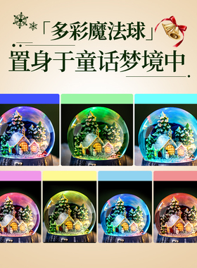 雪花飘雪耶诞装饰摆件水晶球下雪音乐八音盒女P孩卧室桌面实用礼