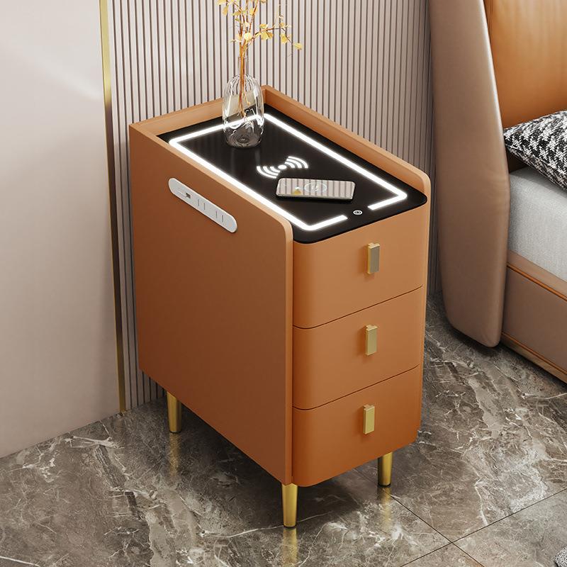 实木智能床头柜多功能简约现代无线充电家用卧室超窄小智能床头柜 - 图2