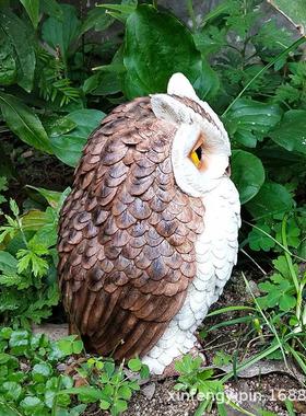 阳台庭院花园装饰仿真猫头鹰摆件树脂动物模型小院子造景园艺布置