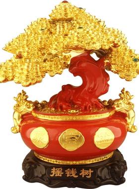 树脂工艺品聚宝盆发财树摆件摇钱树家居客厅乔迁店铺开业礼品