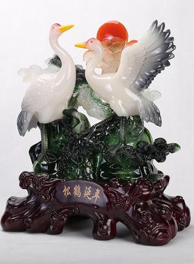 松鹤寿桃摆件 馈赠爷爷奶奶老年人父母长辈贺岁生日祝寿贺寿礼品