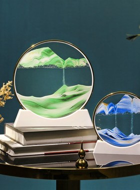 3D流沙画摆件创意艺术沙u漏乔迁客厅电视柜装饰品男女闺蜜情人节