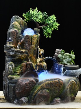 店铺开业礼物品风生水起假山x流水喷泉客厅招财水车时来运转摆件