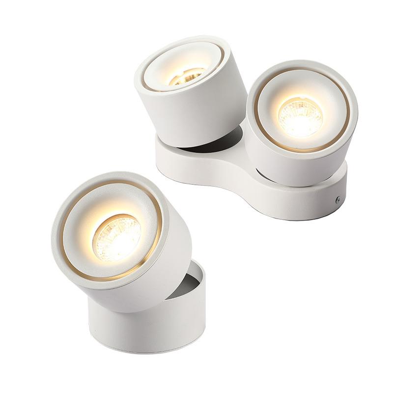 Double-head surface-mounted spotlight, adjustable angle, LED ceiling lamp, household living room, aisle lamp, commercial store folding downlight