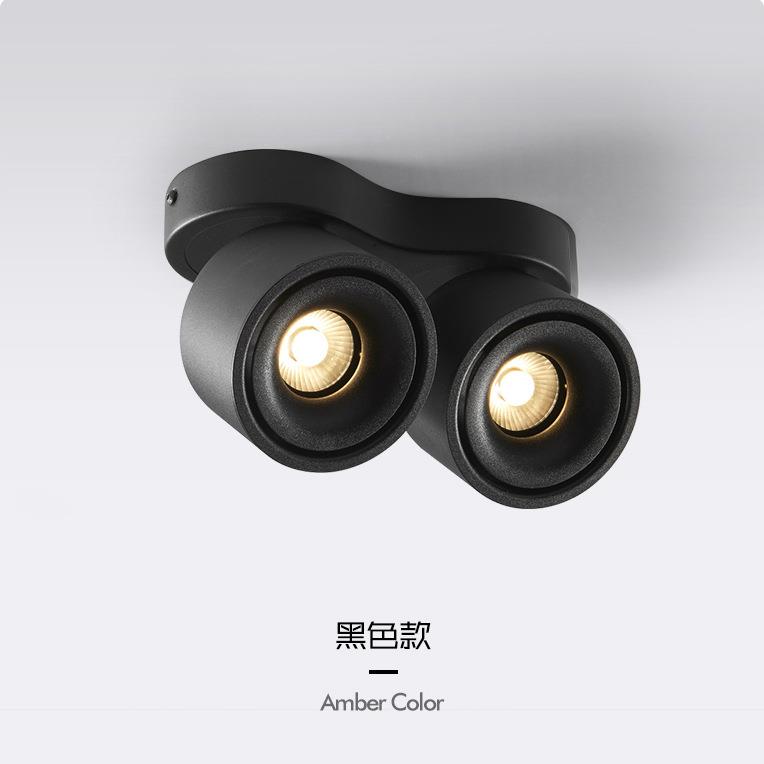 Double-head surface-mounted spotlight, adjustable angle, LED ceiling lamp, household living room, aisle lamp, commercial store folding downlight