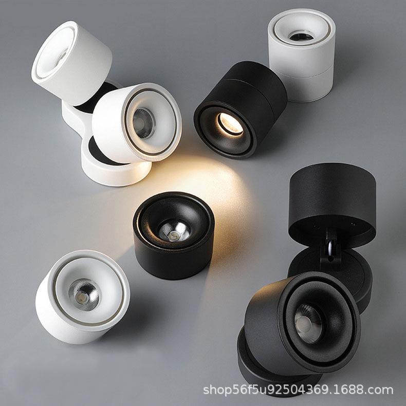 Double-head surface-mounted spotlight, adjustable angle, LED ceiling lamp, household living room, aisle lamp, commercial store folding downlight