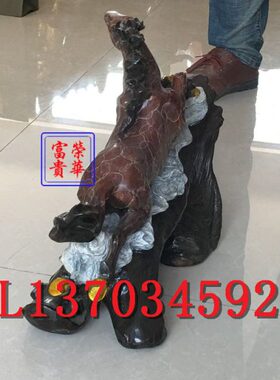 荣华富贵新款铜马龙凤马奔马翔云彩绘做旧客厅桌面装饰用品摆件