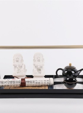 新中式金属托盘组合装饰品样板间售楼处酒K店茶室桌面茶几禅意摆