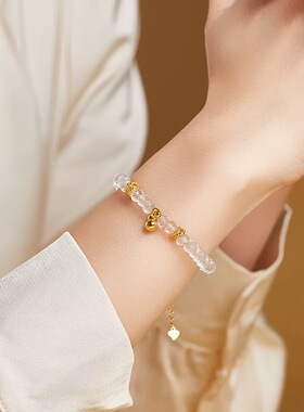 龙星惜上天然刻面白水晶串珠S925纯银葫芦手链女小清新高级感气质