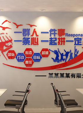 团队励志墙贴画公司企业文化墙布置员工激励办公室背景墙装饰标语