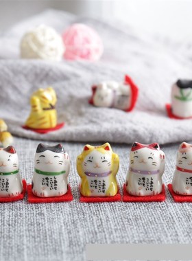 迷你三件套陶瓷招财祈福猫 x千客万来车载摆件工艺品摆件卡通小猫