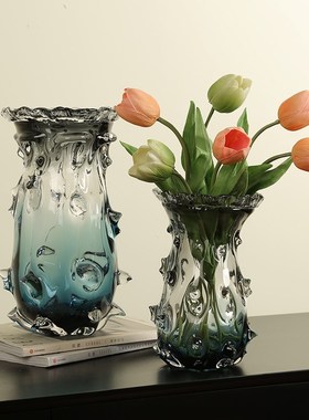 彩色渐变花瓶轻奢艺术摆件客厅茶几电视柜可水培插花花器装饰