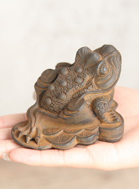 禅意茶道茶台客厅用品桌面蟾蜍金蟾茶宠可养招财茶具X茶桌茶宠摆