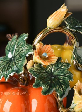 南瓜陶瓷摆件家居玄关客厅酒柜装饰品乔迁新P居开业礼品石湾公仔