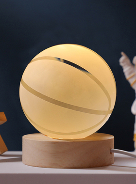 足球篮球水晶球h小夜灯摆件办公室书房桌面装饰品送男朋友生日礼