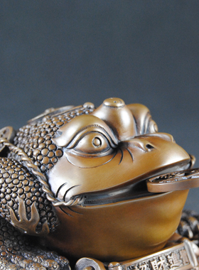 精品铜制金蟾摆件大号三s足三脚店铺特大转运办公室小蟾蜍开业贺