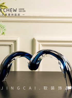 轻奢现代a高级琉璃M造型创意桌面摆件样板间售楼处客厅家居装饰品